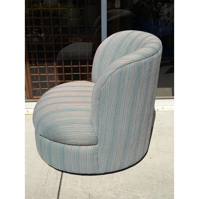 Wood Postmodern Chair With a Matching Crescent-Shaped Ottoman From 80's For Sale - Image 7 of 8