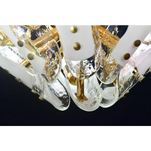 Glass 1970s Murano White Glass Petal Chandelier For Sale - Image 7 of 14