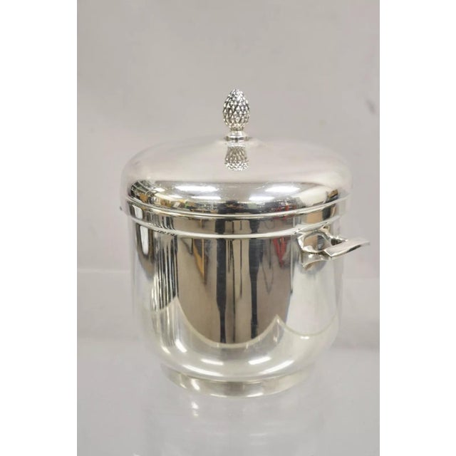 Silver Vintage Sheffield Silver Co. Mid Century Modern Silver Plated Lidded Ice Bucket For Sale - Image 8 of 10
