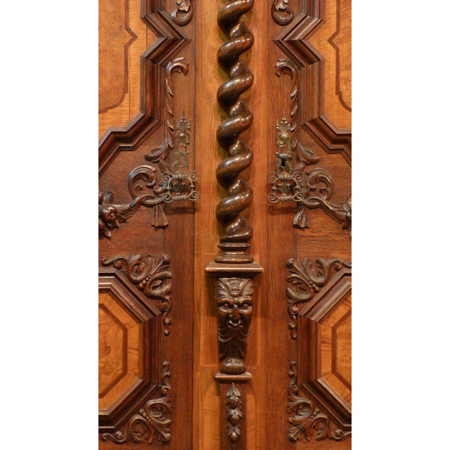 Baroque Hallway Cabinet, Walnut and Oak, circa 1750. This elaborately designed Baroque hallway cabinet from around 1750...