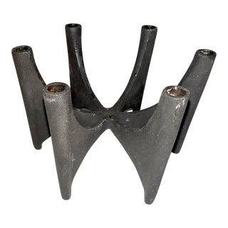 1960’s Jens Quistgaard Dansk Fiesta 6-Arm Cast Iron Taper Candle Holder For Sale