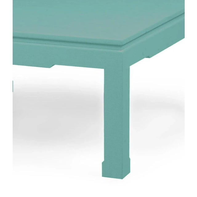 Carl Springer Style Summer Basket Green Raffia Wrapped Ming Coffee Table For Sale - Image 4 of 5