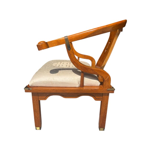 Chinoiserie 1970’s Super Chic, Chinoiserie, Horseshoe Chair For Sale - Image 3 of 9