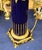 Grand Sevres-Style Midnight Blue Porcelain Vase on Pedestal With Gold Leaf & Bronze Details For Sale - Image 9 of 10