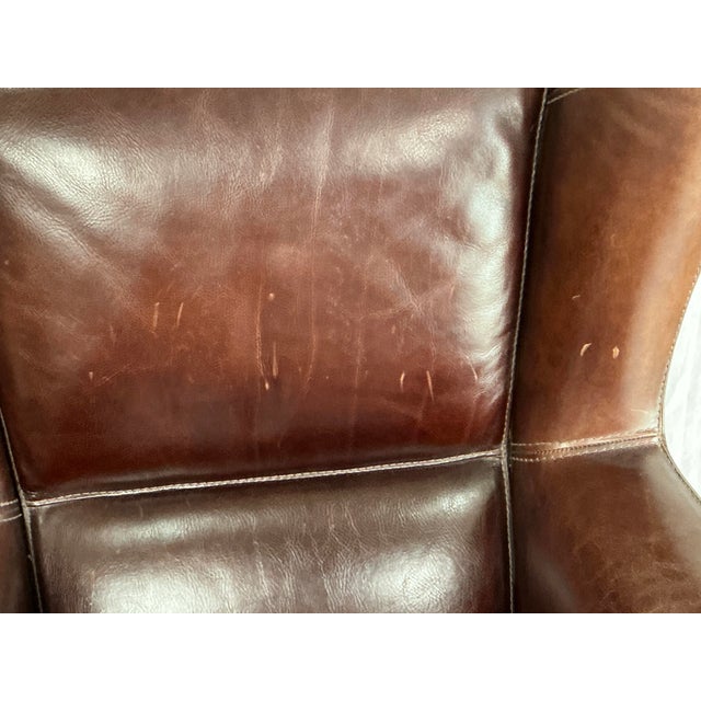 Brown 1990s Baxter Italian Brown Leather Club Armchair – Modern Sculptural Lounge Chair For Sale - Image 8 of 14