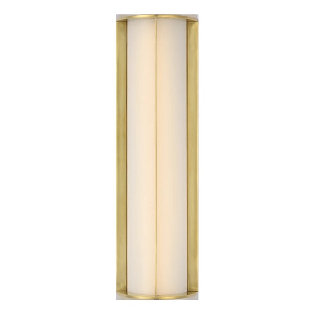 Phinn 18" Linear Bath Sconce in Soft Brass with White Glass Designer: Barbara Barry Finish: Soft Brass Height: 18" Width:...