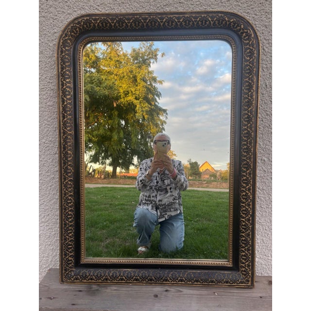 19th Century Napoleon III Mirror in Ebonized Wood and Gilding For Sale - Image 6 of 10