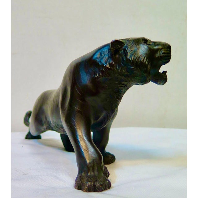 Early 20th Century Japanese Bronze Tiger For Sale - Image 9 of 11