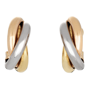 Vintage Cartier Trinity Earrings 18k Gold 3/4" Fine Signed Jewelry, A Pair