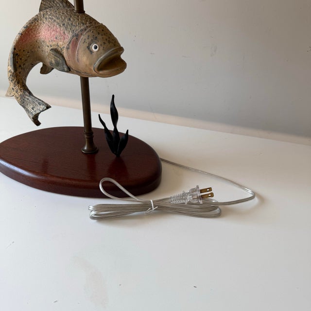 1970s Rainbow Trout Fish Table Lamp For Sale - Image 11 of 12