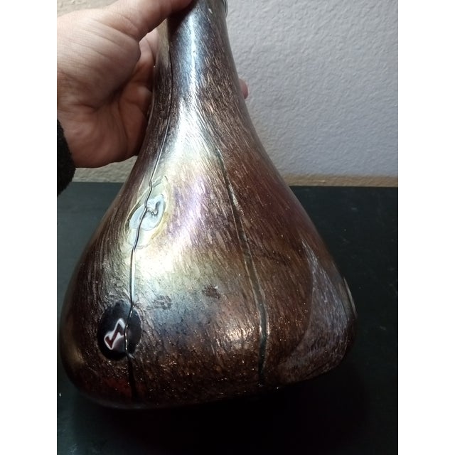 1980s 1980s Herb a Thomas Iridescent Aurene Oil-Spot Millefiori Vase, Signed For Sale - Image 5 of 7