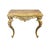 Gilded wood console table with a shaped top resting on supports carved with plant and floral motifs. Dimensions: 88 x 100...
