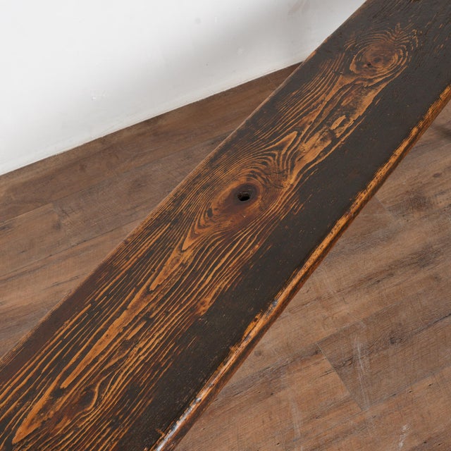 19th Century Rustic Plank Bench With Splay Peg Legs For Sale - Image 4 of 9
