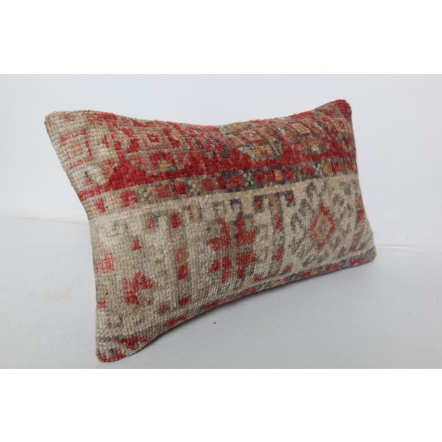 Vintage Tribal Red and Beige Bohemian Rug Pillow Cover - 12'' X 20'' For Sale - Image 4 of 10