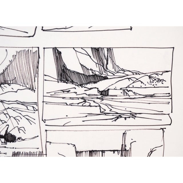 Six Panel Thumbnail Sketches of Desert and Canyon Landscapes in Ink on Paper by Laurence Sisson For Sale In Monterey, CA - Image 6 of 10