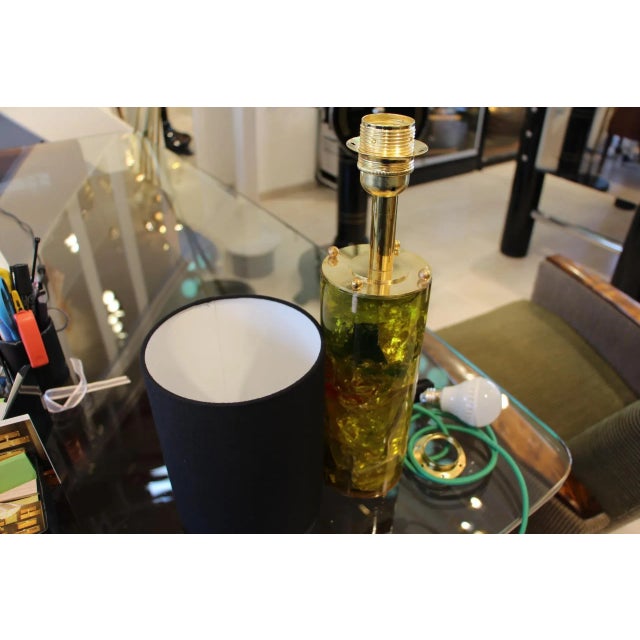 Green Fractal Resin Lamp with Brass Base, 1970s For Sale - Image 9 of 10
