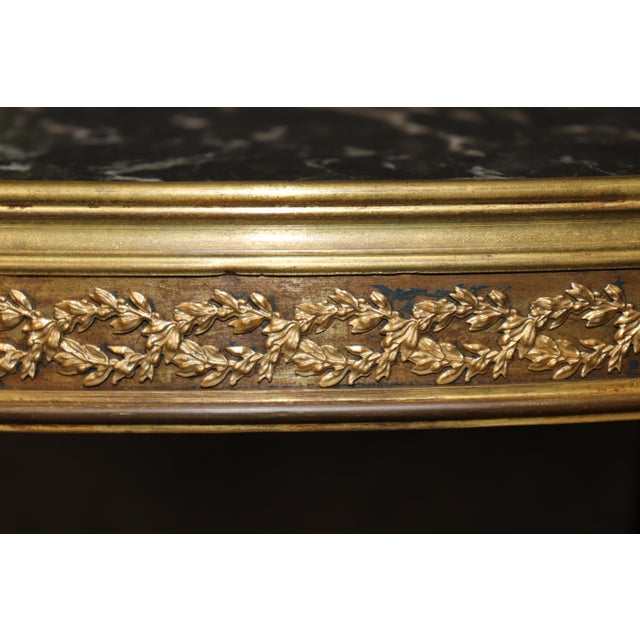 Brown 1940's French Marble Top Bronze Ormolu Mounted End Table Manner of Weisweiller For Sale - Image 8 of 10