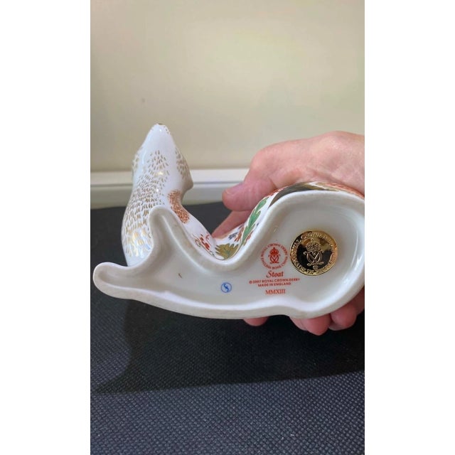 Royal Crown Derby Porcelain Vintage MCM Royal Crown Derby Porcelain Stoat Figurine For Sale - Image 4 of 4