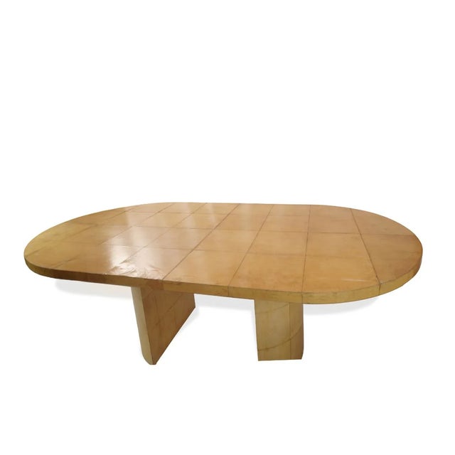 Karl Springer Attributed to Karl Springer MCM Lacquered Goatskin Dining, Conference Table C1970s For Sale - Image 4 of 16
