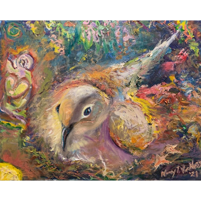 Contemporary "My Nest". Contemporary, Abstract, Oil Painting, Bird Art For Sale - Image 3 of 7