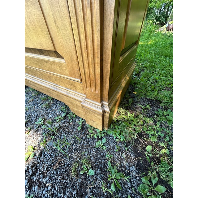 Tan Monumental Blonde Wood Armoire Cabinet For Sale - Image 8 of 12