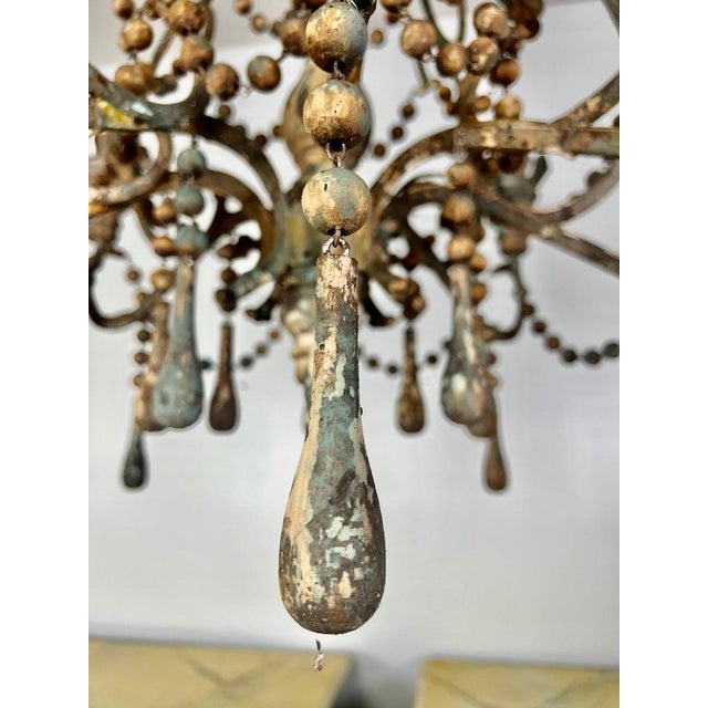 Amalfi Wood and Iron Chandelier With Wood Drops by Miamar Home For Sale - Image 9 of 12
