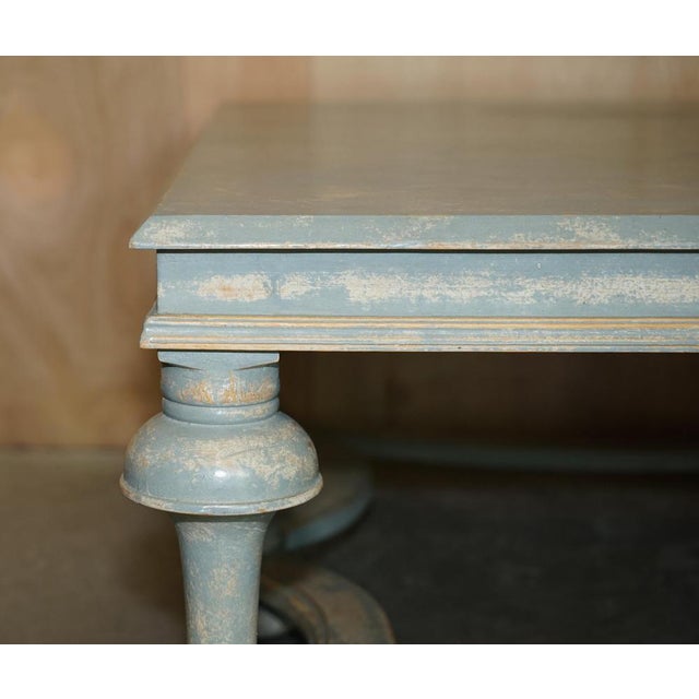 Solid Six Pillar French Country House Coffee Table in Original Paint For Sale - Image 6 of 18