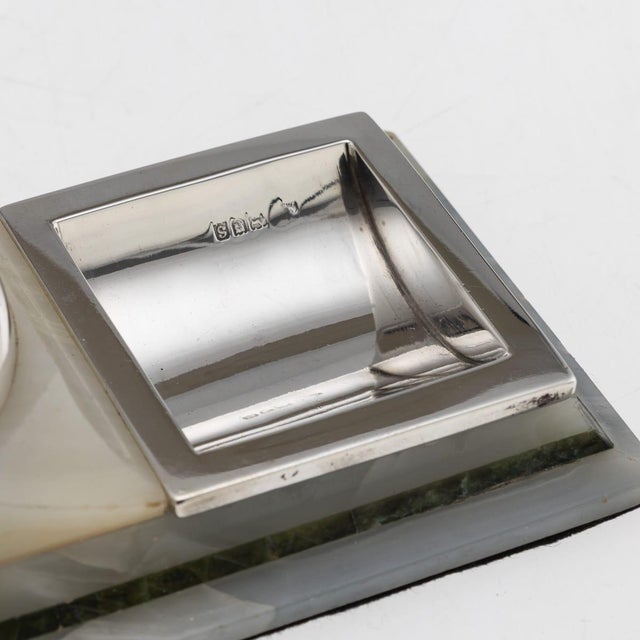 Antique Silver Mounted Agate Smokers Stand, 1913 For Sale - Image 10 of 12