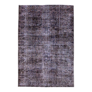 1960s Vintage Persian Distressed Handmade All-Over Brown Wool Rug For Sale