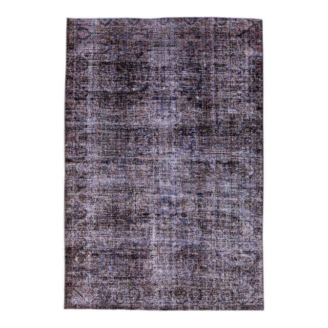 1960s Vintage Persian Distressed Handmade All-Over Brown Wool Rug For Sale