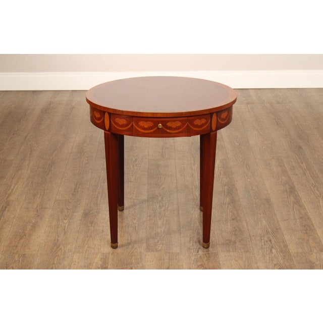 Baker Federal Style Inlaid Mahogany Round Side Table For Sale - Image 10 of 12