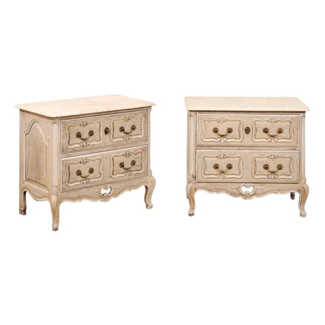 Mid 20th Century French Marble-Top Commodes w/Pierced Skirt - A Pair For Sale