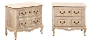 Mid 20th Century French Marble-Top Commodes w/Pierced Skirt - A Pair