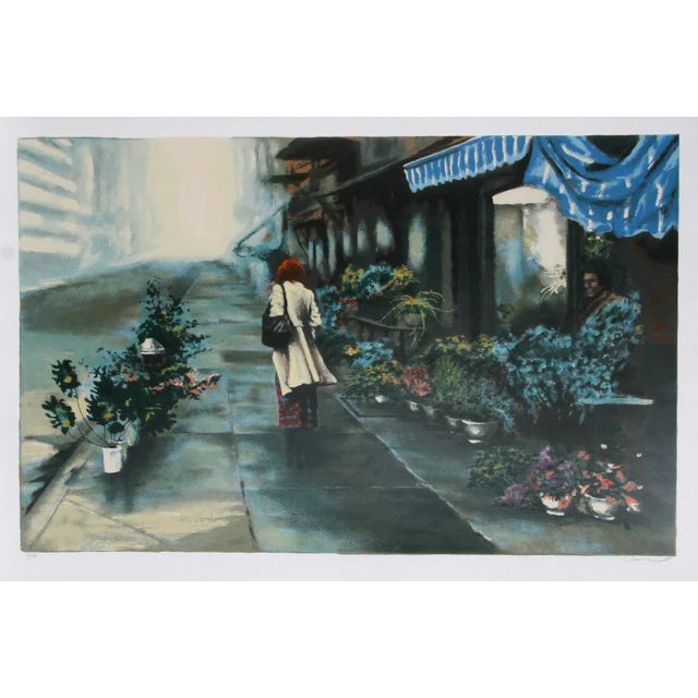 Harry McCormick - Flower Market Serigraph For Sale