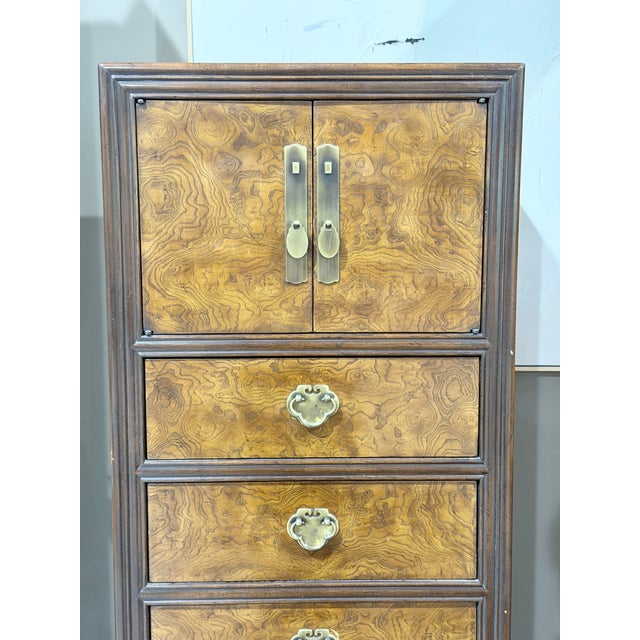 Wood Late 20th Century Drexel Heritage Burlwood Chinoiserie Lingerie Chest For Sale - Image 7 of 10