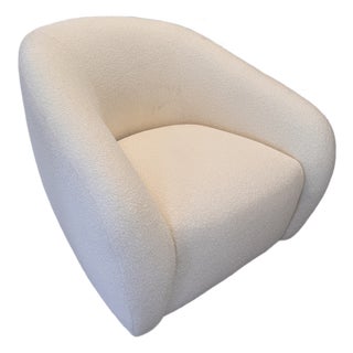 Oversized Barrel Lounge Chair, Ivory Boucle (Rh) For Sale