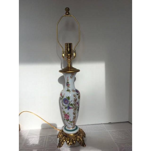 Vintage Morning Glory Bristol Glass Table Lamp Chairish
