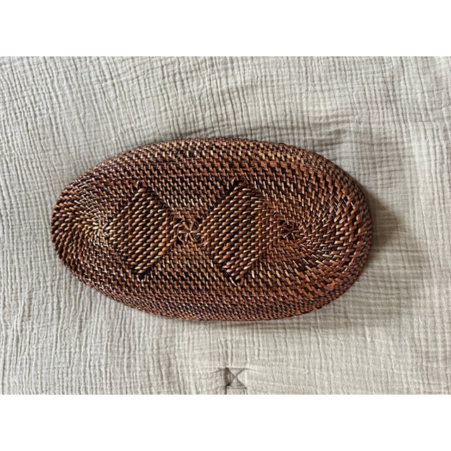 Boho Chic 1980s Vintage Tightly-Woven Rigid Basket Diamond Pattern Bread Proofing For Sale - Image 3 of 3