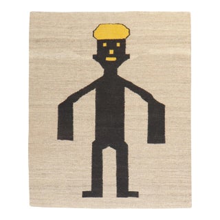 Late 20th Century Hey Dude Pictorial Persian Kilim Wall Hanging - 3'9" x 4'3" For Sale