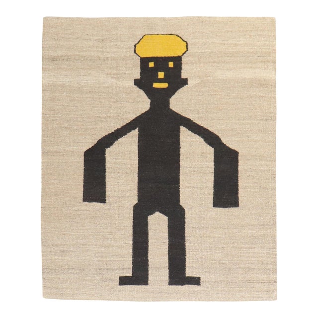 Late 20th Century Hey Dude Pictorial Persian Kilim Wall Hanging - 3'9" x 4'3" For Sale