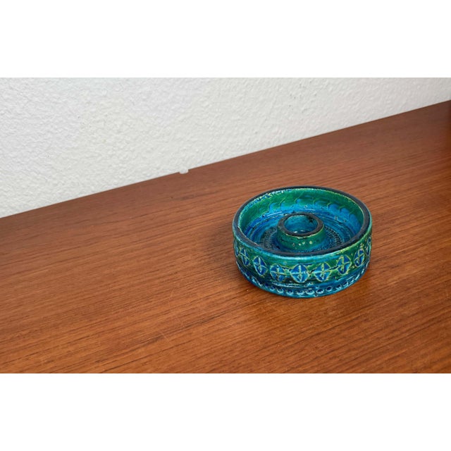 Mid-Century Modern Rimini Blu Pottery Candleholder by Aldo Londi for Bitossi, Italy, 1960s For Sale - Image 5 of 18