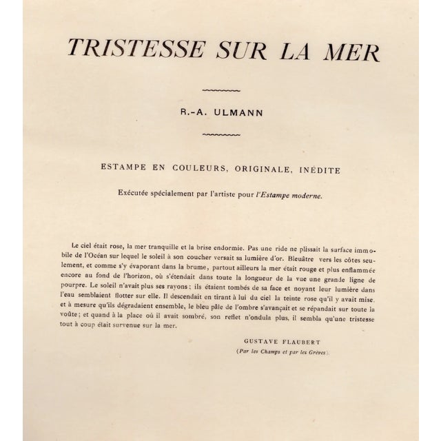 Raoul André Ulmann, Tristesse sur la Mer, 1898, Original Lithograph For Sale - Image 7 of 11