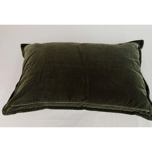 Late 20th Century Rejuvenation Olive Green Cotton Velvet Lumbar Pillow, Hand-Crafted For Sale - Image 5 of 10