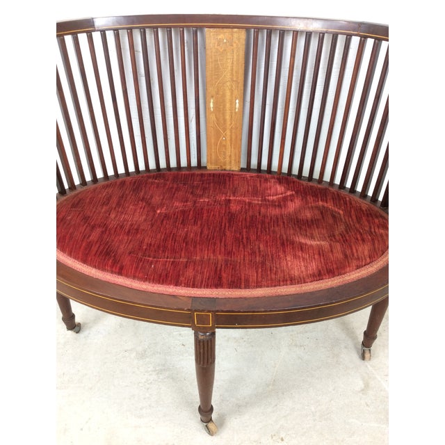 Antique Edwardian Inlaid Mahogany Settee For Sale - Image 18 of 18