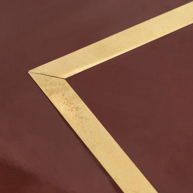 Jean Claude Mahey Desk in Lacquered Wood & Brass, 1970s For Sale - Image 10 of 16