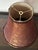 Fortuny style gold brokade floral textile lamp shade in bell shape.