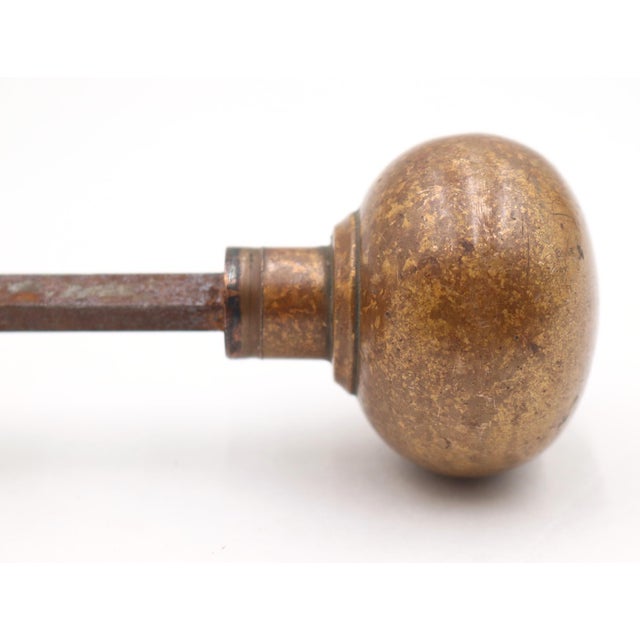 Pair of Vintage 2 In. Plain Round Brass Door Knobs For Sale - Image 6 of 9