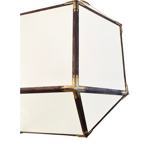 Mid-Century Modern Mid 20th Century Octagonal Lantern Chandelier With Bronze Copper & Antique Brass For Sale - Image 3 of 5