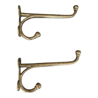 Large Scale Solid Brass Horse Tack Hooks- A Pair For Sale