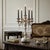 Vintage mid century five arm candelabra with ornate Rococo and Victorian style design. Silver tone metal with scrolled...